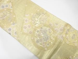 裂取り鏡裏文織り出し　袋帯